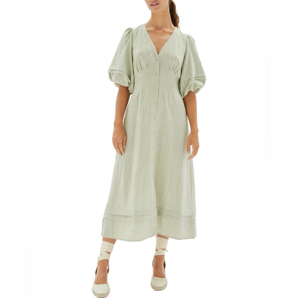 MINKPINK Green Gingham Bermuda Midi Dress